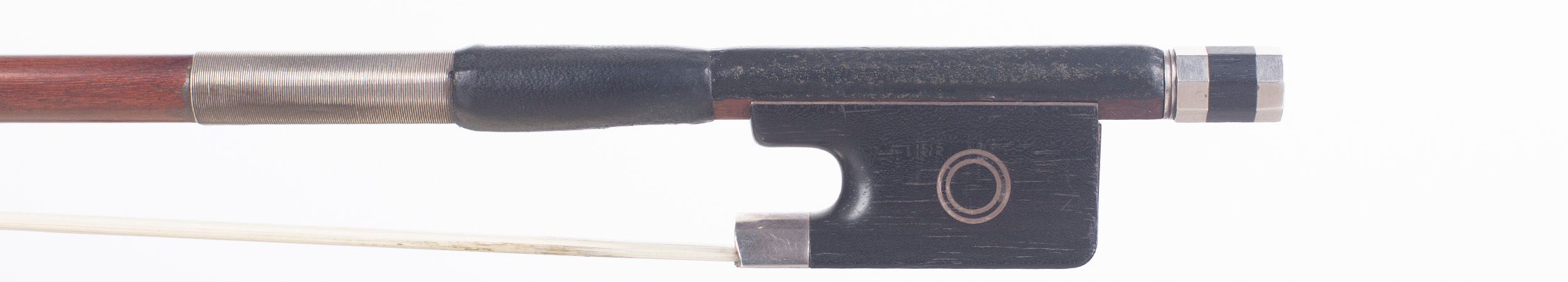 A silver-mounted viola bow by Garner Wilson, Suffolk — frog
