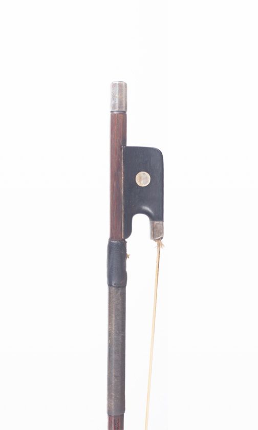 A silver-mounted violin bow by James Tubbs, London, circa 1870 — frog detail