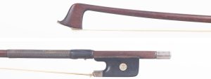 A silver-mounted violin bow by James Tubbs, London, circa 1870 — head and frog