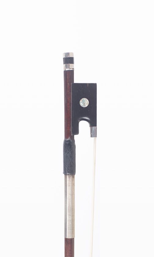 A silver-mounted violin bow by Pierre Simon, Paris — frog detail