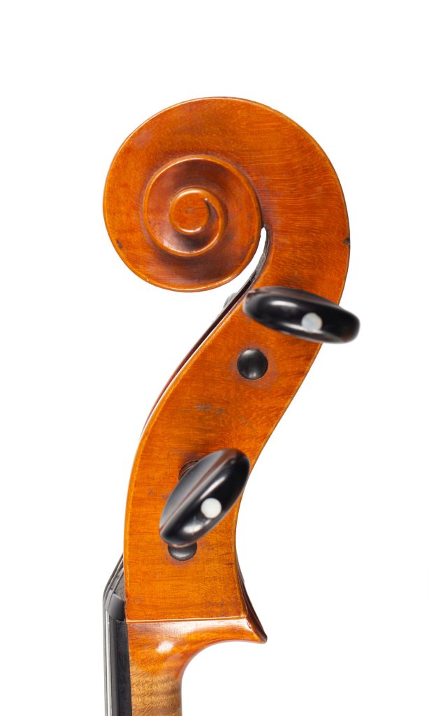 Cello, Workshop of Jérôme Thibouville-Lamy, Mirecourt, early 20th Century circa 1900, over 100 years old — scroll