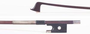 A silver-mounted violin bow by James Tubbs, London — head and frog