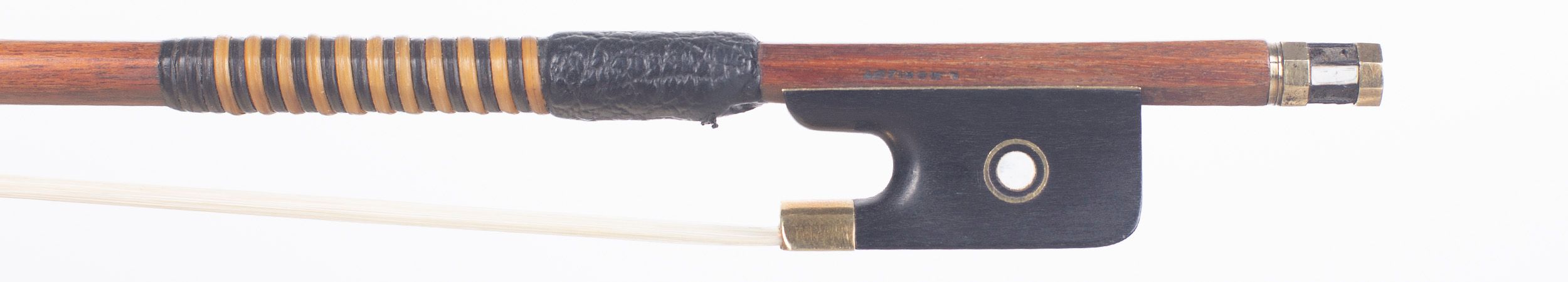 A gold-mounted violin bow by Louis Morizot (freres), Mirecourt — frog