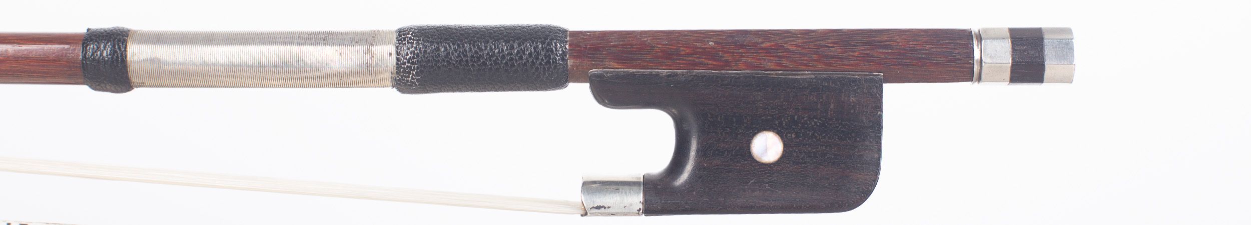A silver-mounted cello bow by Auguste Lenoble, Paris — frog