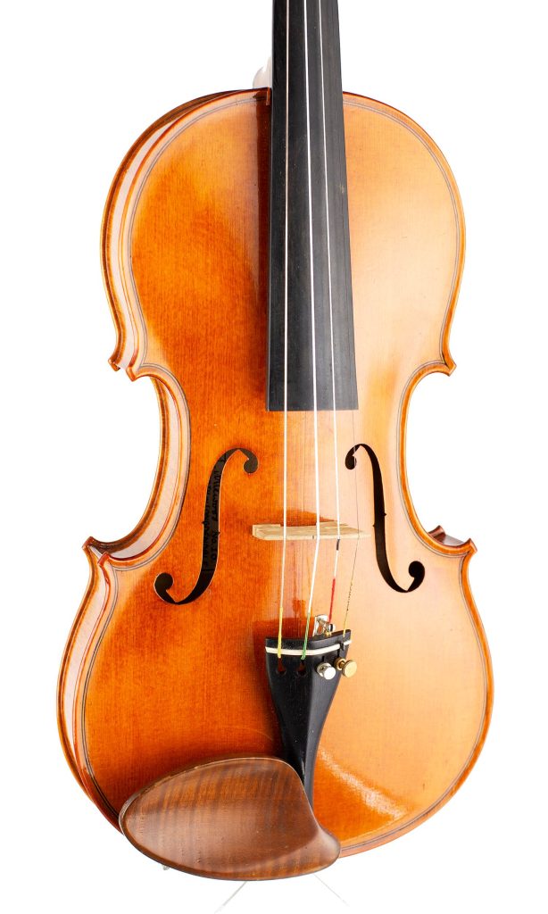 A violin by Gerald Littlewood, Hollingworth-in-Longendale, 1976 — angled view, 20°