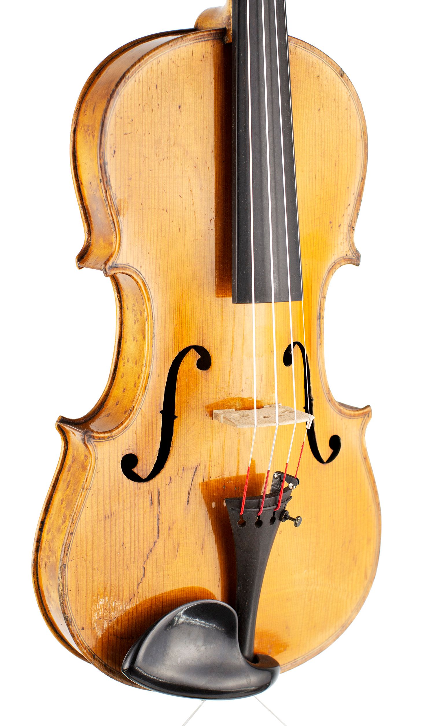 Violin, Workshop of Lowendall, Berlin, circa 1890 — angled view, 30°
