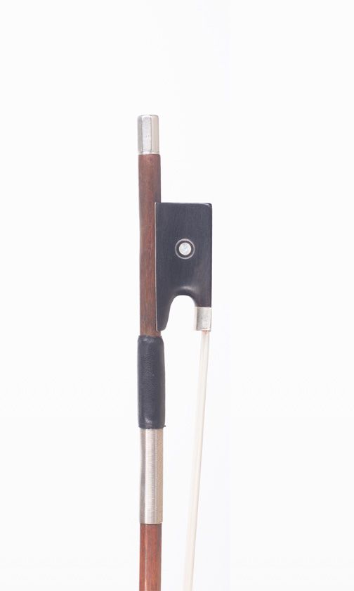 A silver-mounted violin bow by Eugène Sartory, Paris — frog detail