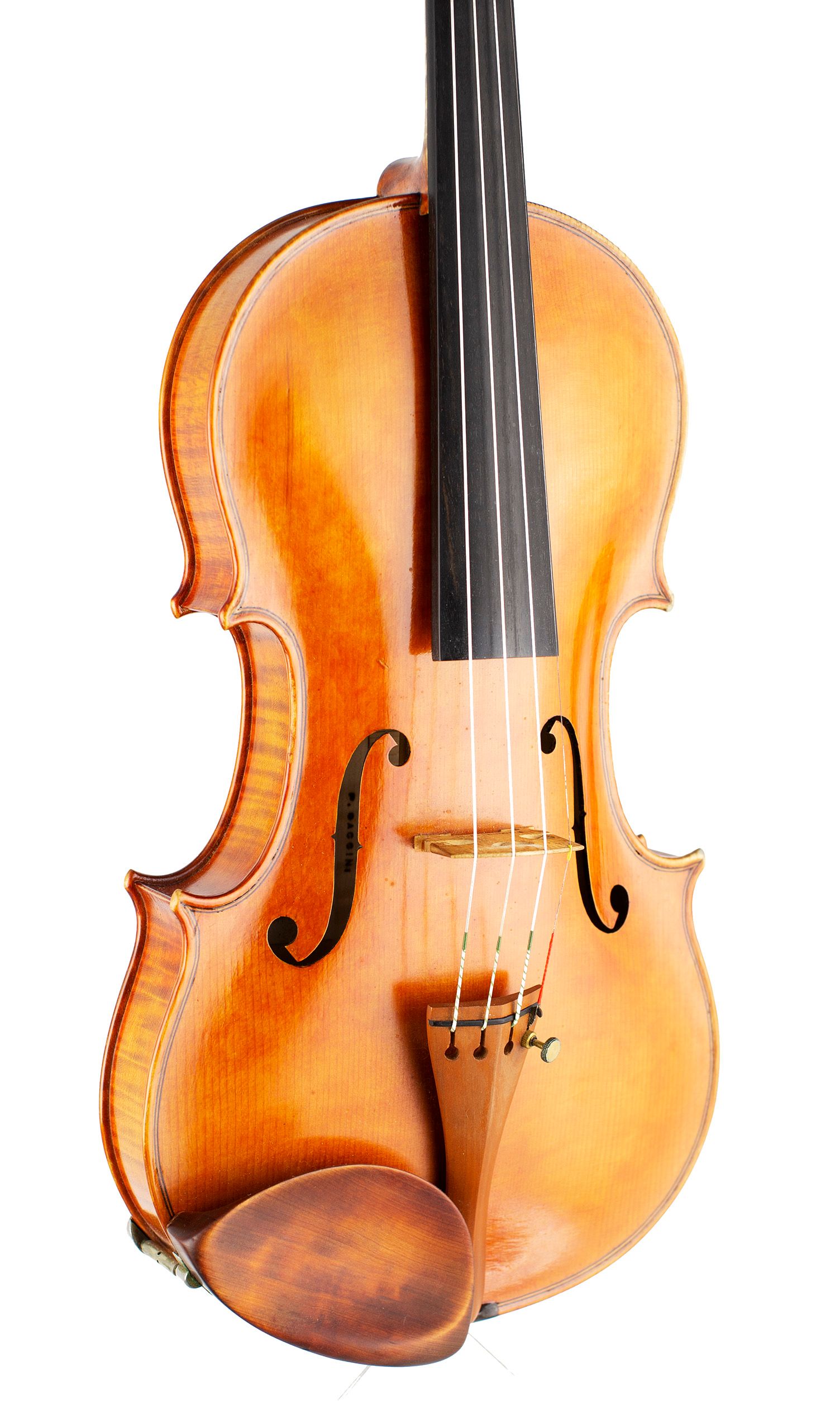 Violin by Pierre Gaggini, Nice, 1982 — angled view, 30°