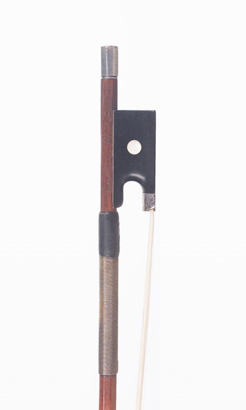 A silver-mounted violin bow by Claude Auguste Thomassin, Paris, circa 1920 — frog detail