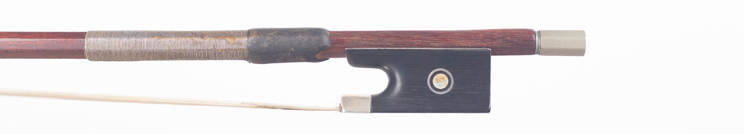 A silver-mounted violin bow by Louis Morizot (père), France — frog