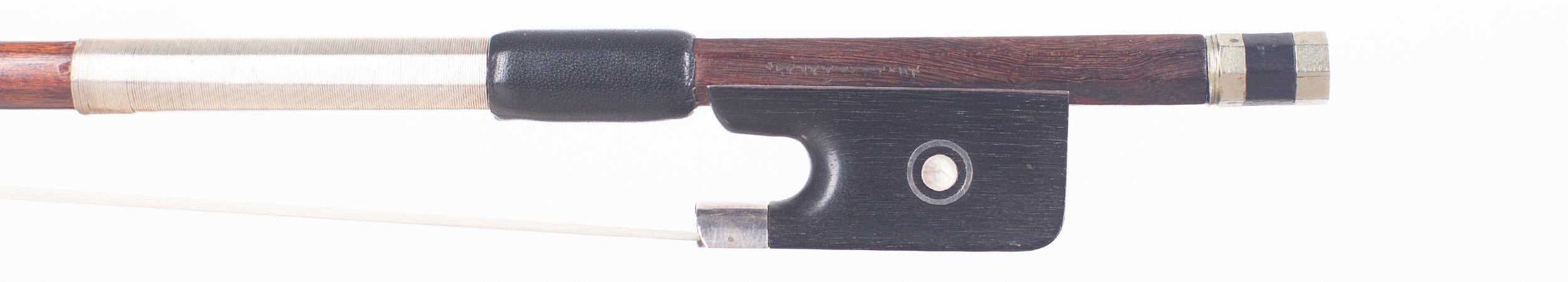 A silver-mounted violin bow by Marie Louis Piernot, France — frog
