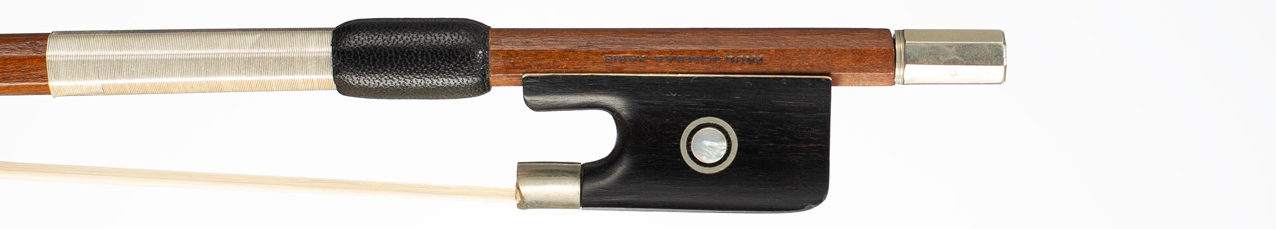 A nickel-mounted cello bow by Georges Barjonnet, France, circa 1955 — frog