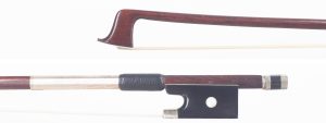 A nickel-mounted violin bow by Louis Bazin, Mirecourt — head and frog