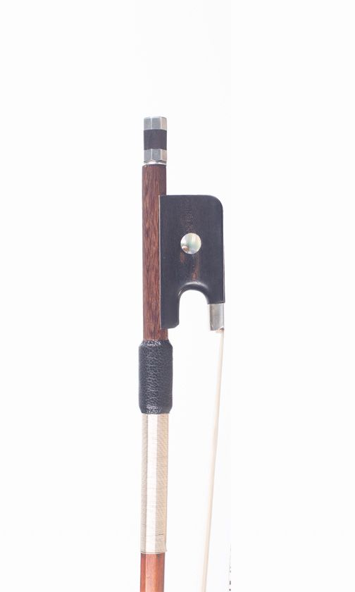 A silver-mounted cello bow by Georges Barjonnet, France, circa 1955 — frog detail