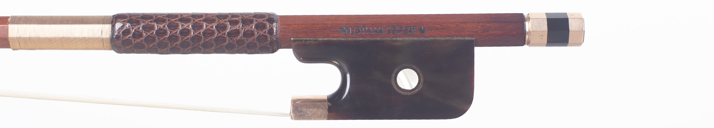 A gold-mounted cello bow by Lothar Seifert — frog