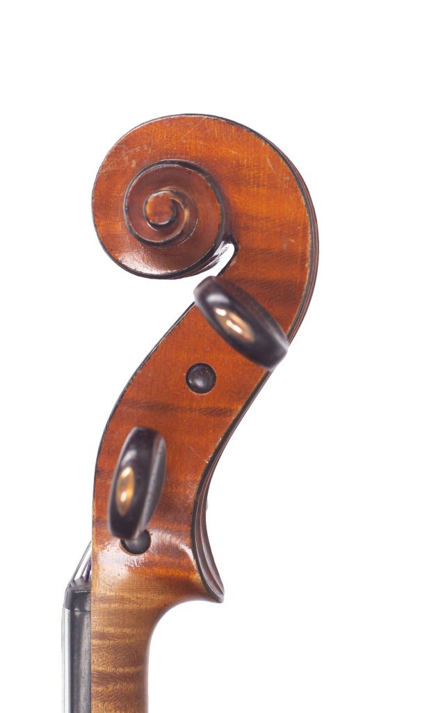 Violin, Workshop of Paul Mangenot, France — scroll