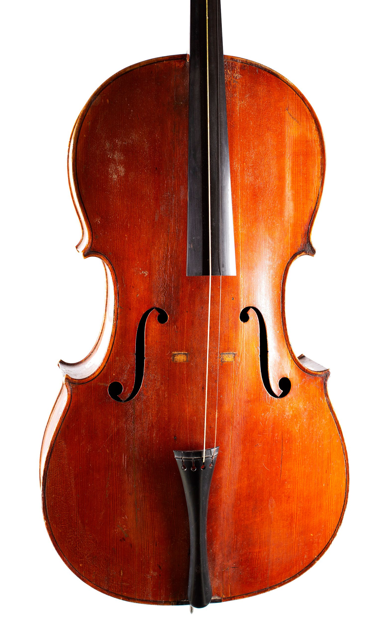Cello by Thomas Kennedy, London, circa 1840 — angled view, 10°