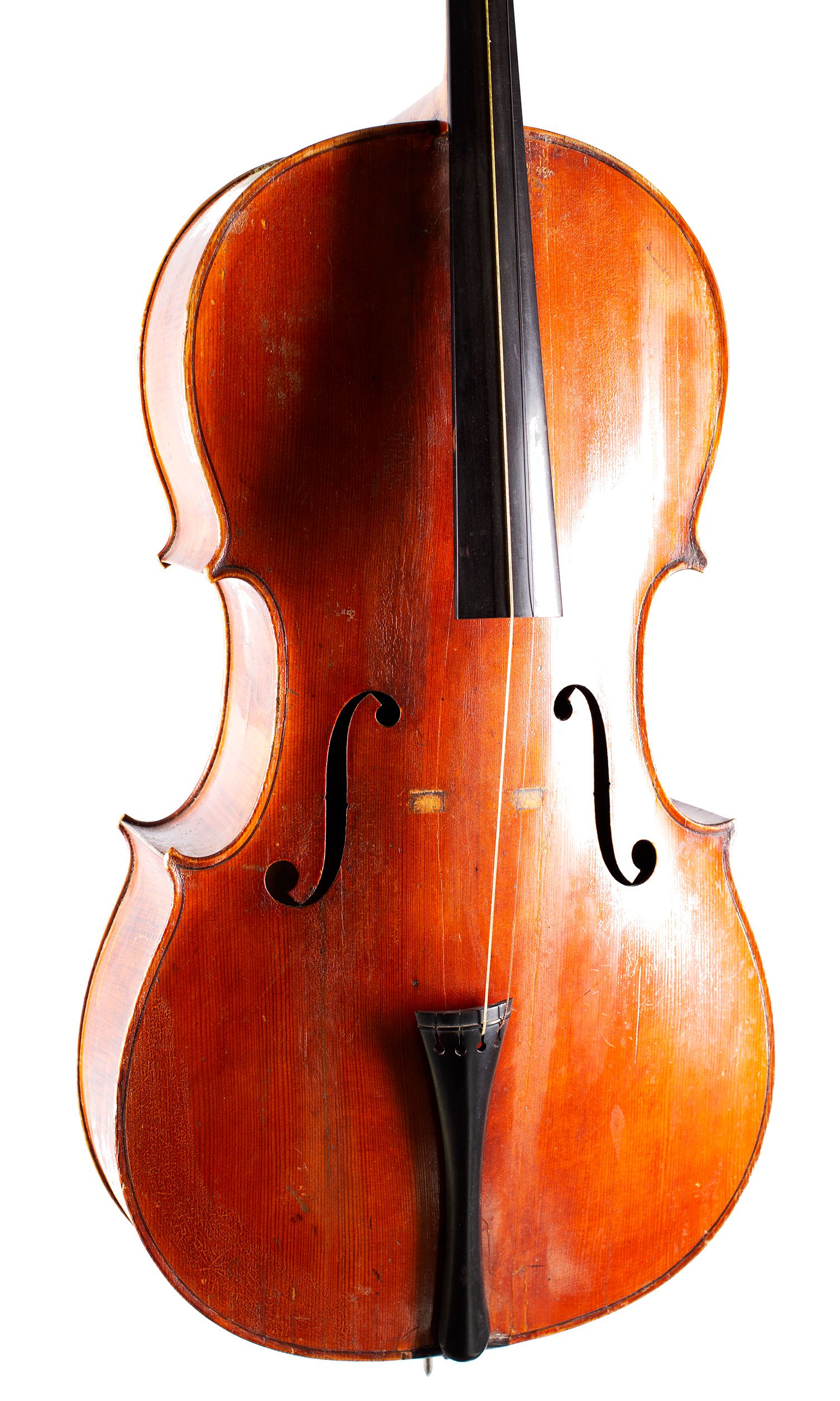 Cello by Thomas Kennedy, London, circa 1840 — angled view, 20°