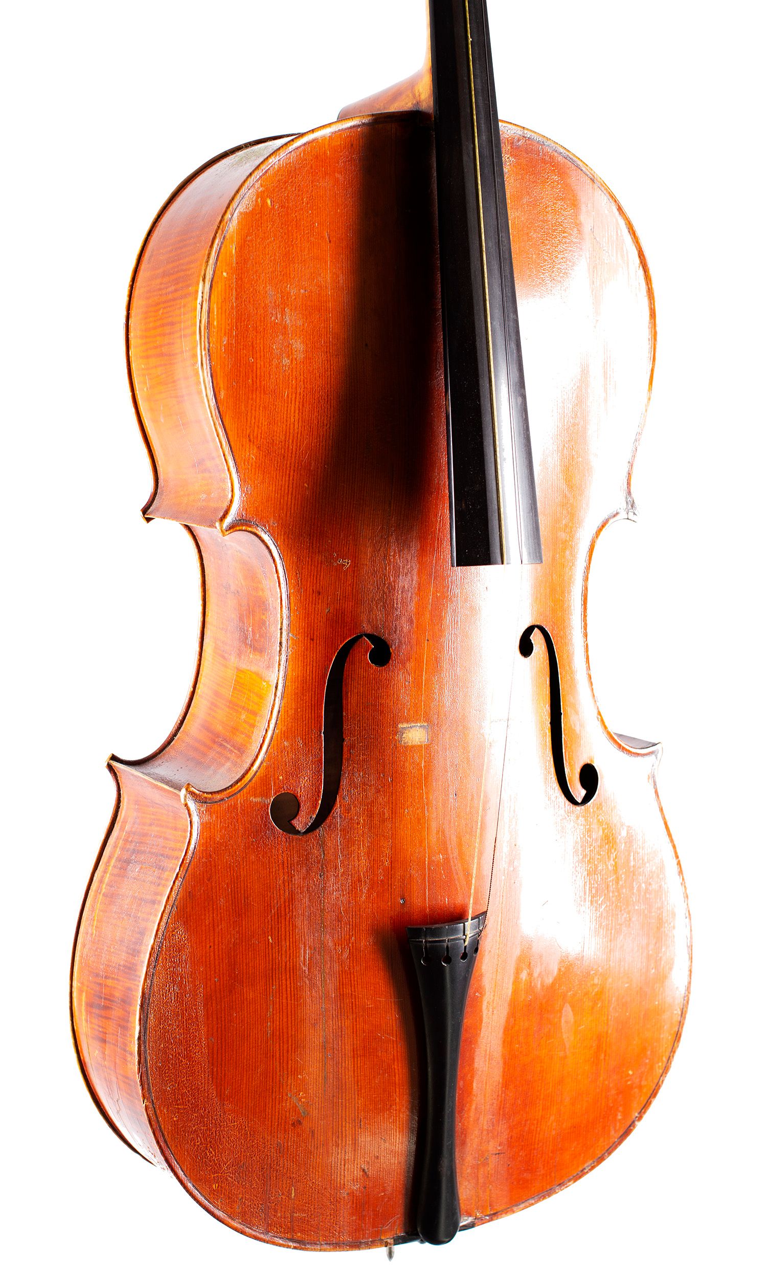 Cello by Thomas Kennedy, London, circa 1840 — angled view, 30°