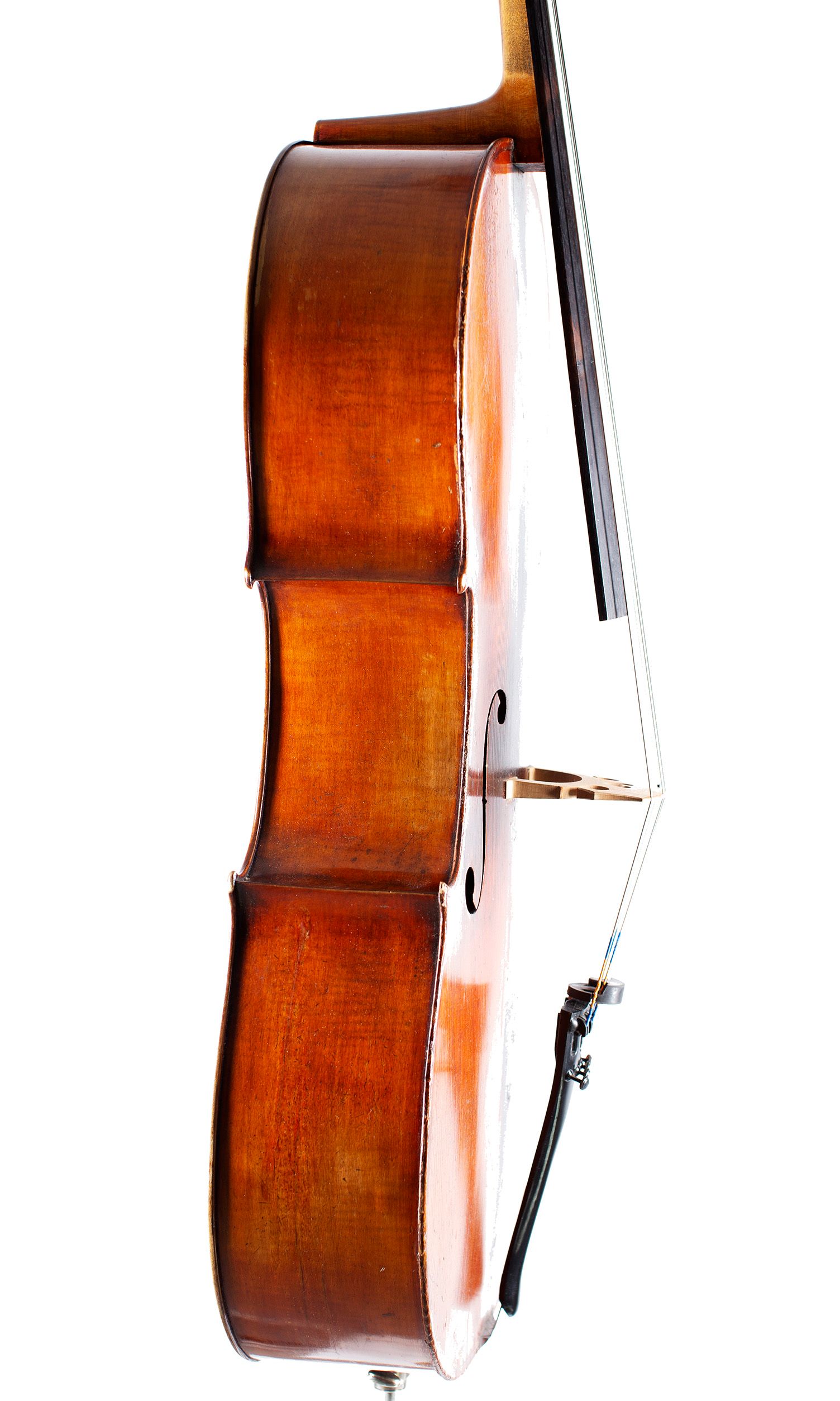 Cello, Workshop of Jérôme Thibouville-Lamy, Mirecourt, circa 1910 — angled view, 80°