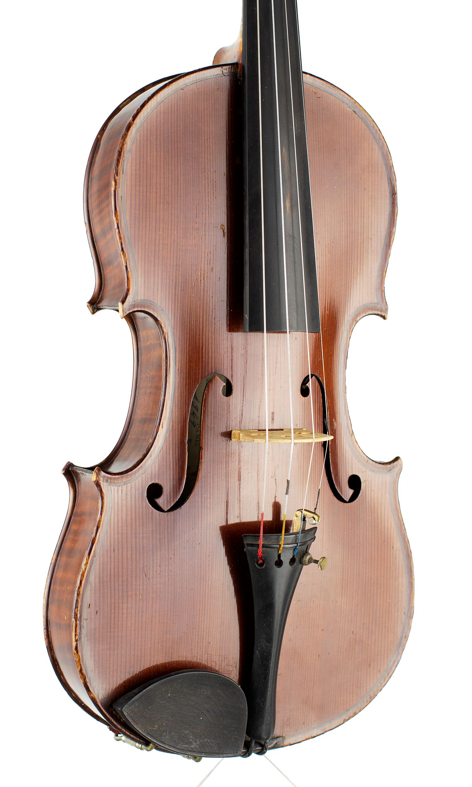 Violin by Gustave Bazin — angled view, 30°