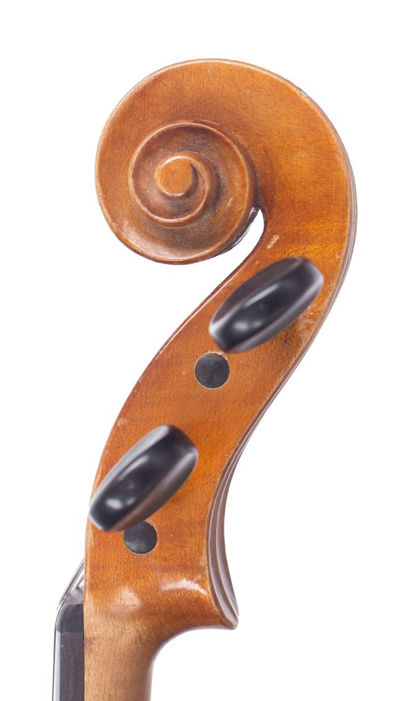 Violin, Workshop of Johann Reiter, Mittenwald, 1941 — scroll
