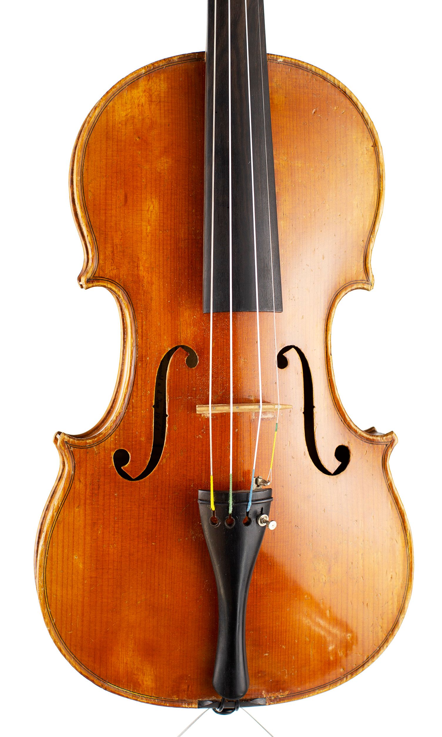 Violin, Workshop of Johann Reiter, Mittenwald, 1941 — angled view, 10°