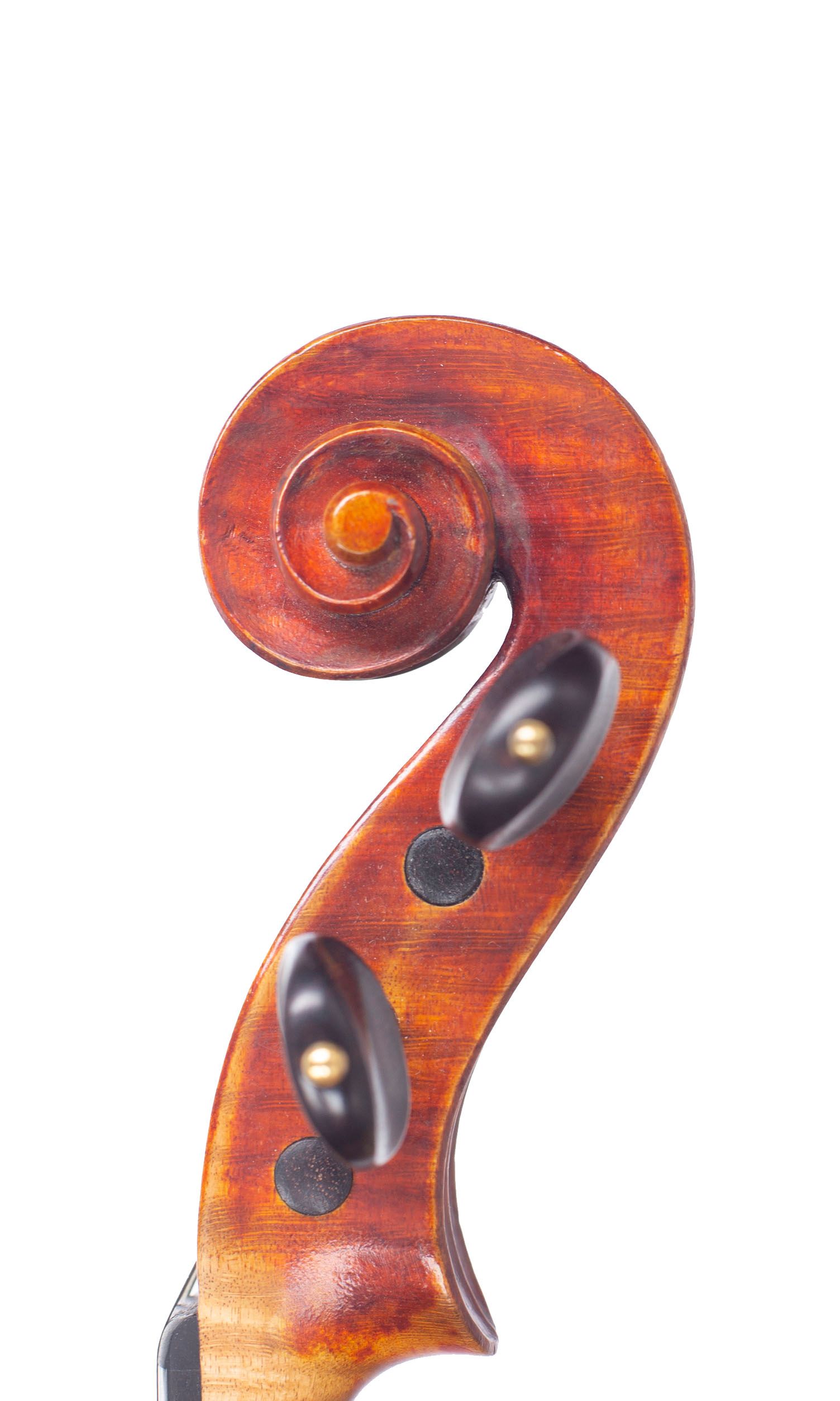 Violin by Ernst Reinhold Schmidt, Markneukirchen, circa 1920 — scroll