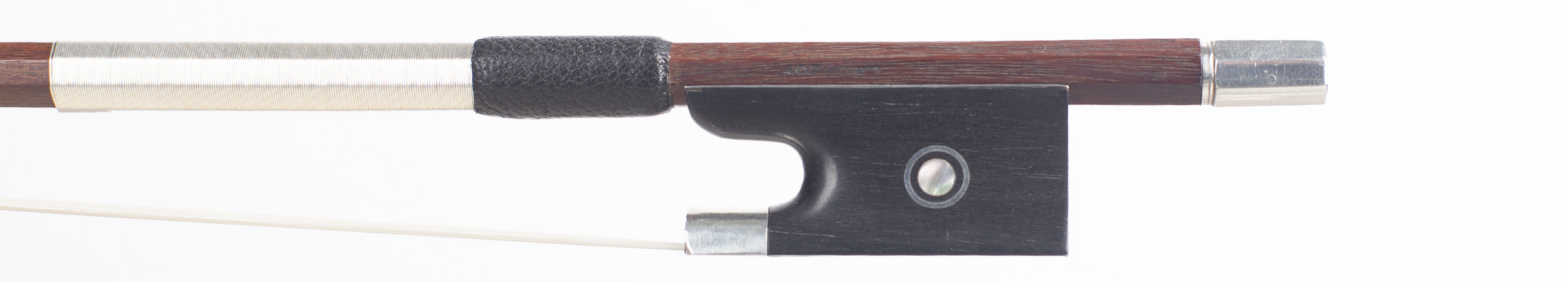 A silver-mounted viola bow by Andre Morizot, France, 1945 — frog