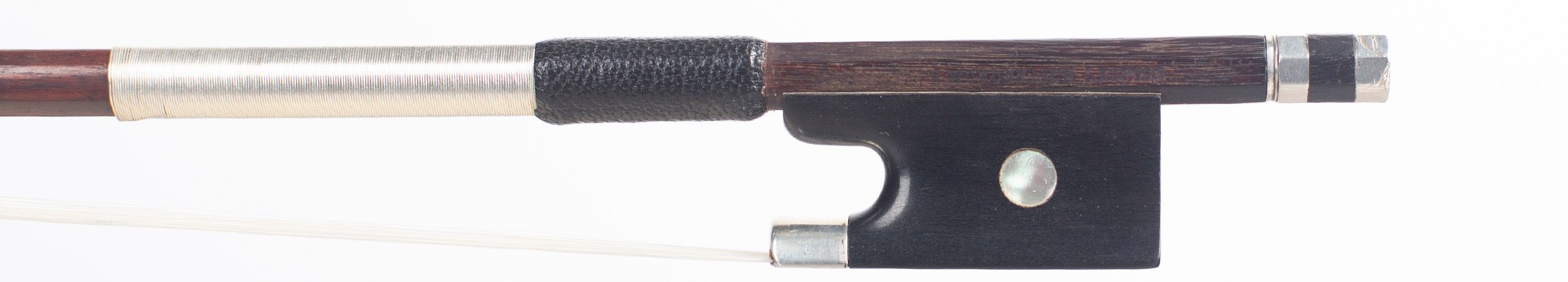 A silver-mounted violin bow by Friedrich Wunderlich, Leipzig — frog