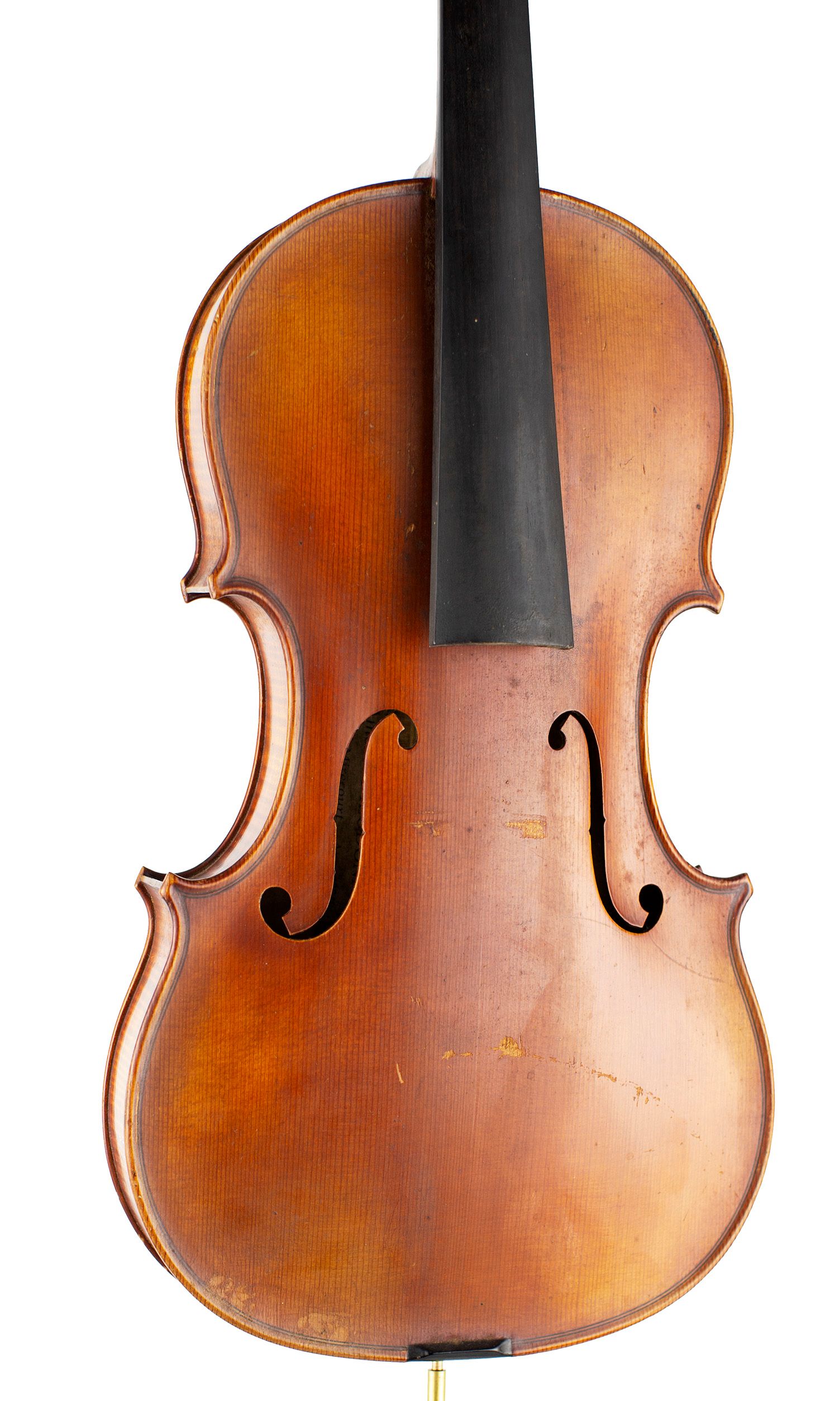 Violin, Workshop of Dieudonne, Mirecourt, 1937 — angled view, 20°