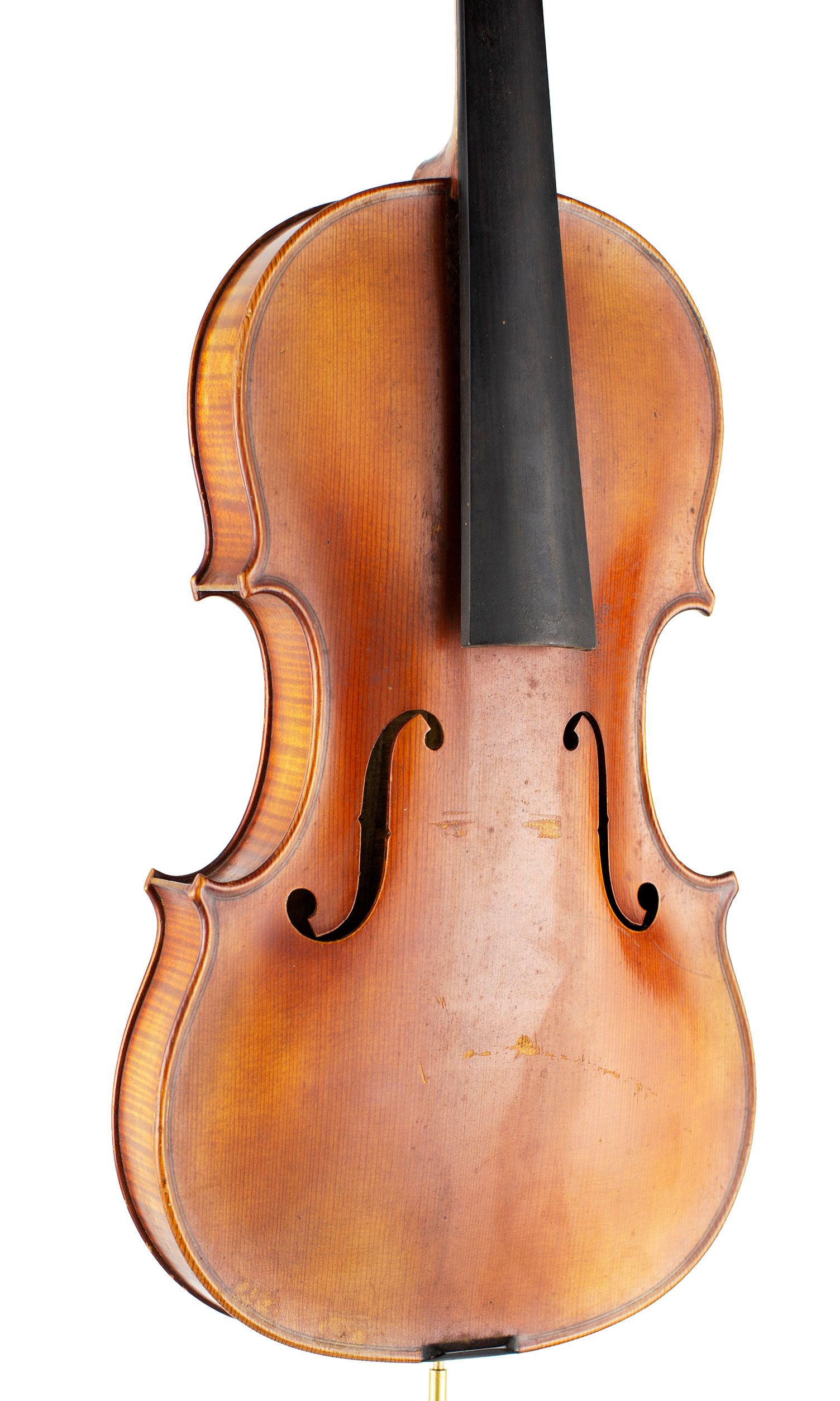 Violin, Workshop of Dieudonne, Mirecourt, 1937 — angled view, 30°