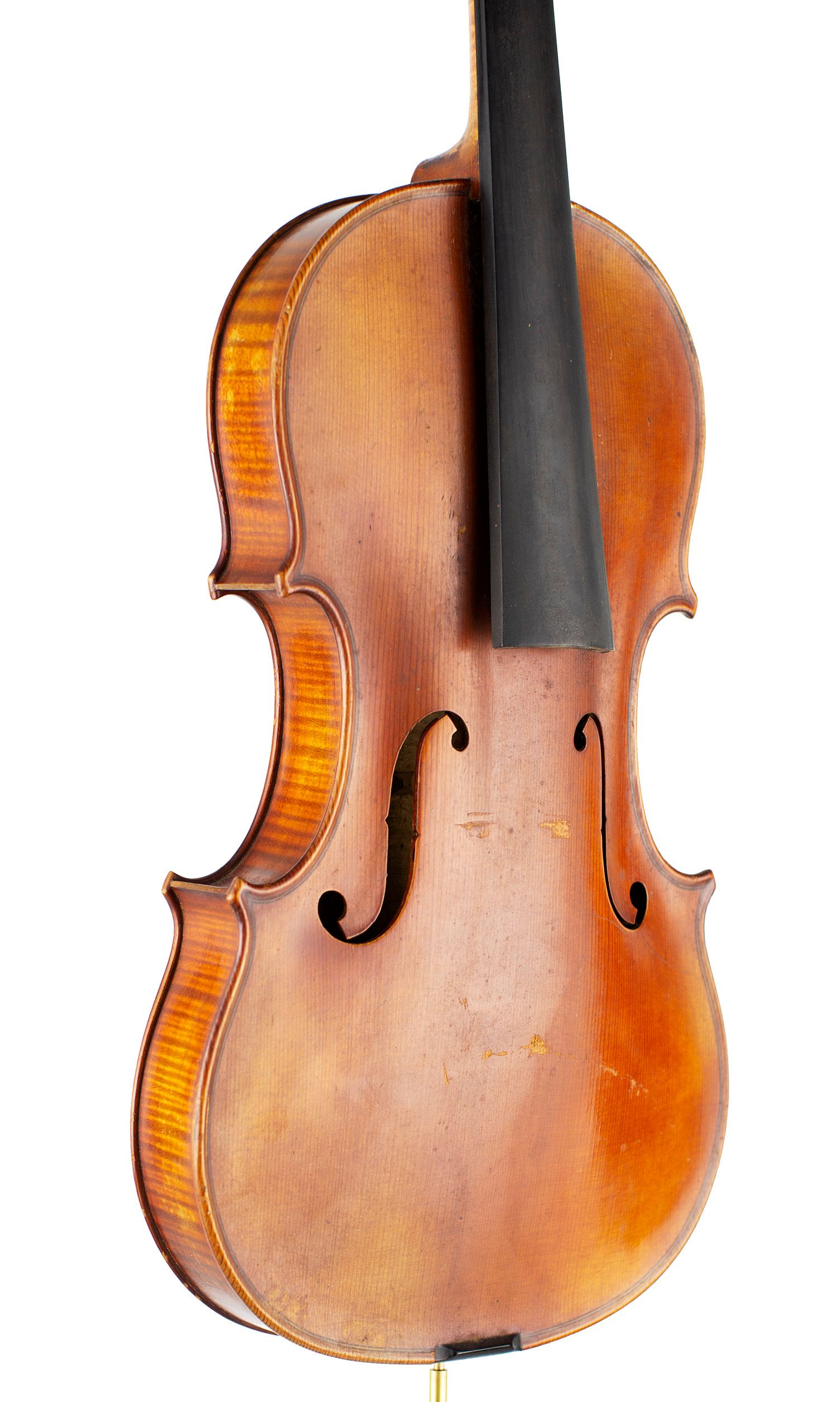 Violin, Workshop of Dieudonne, Mirecourt, 1937 — angled view, 40°