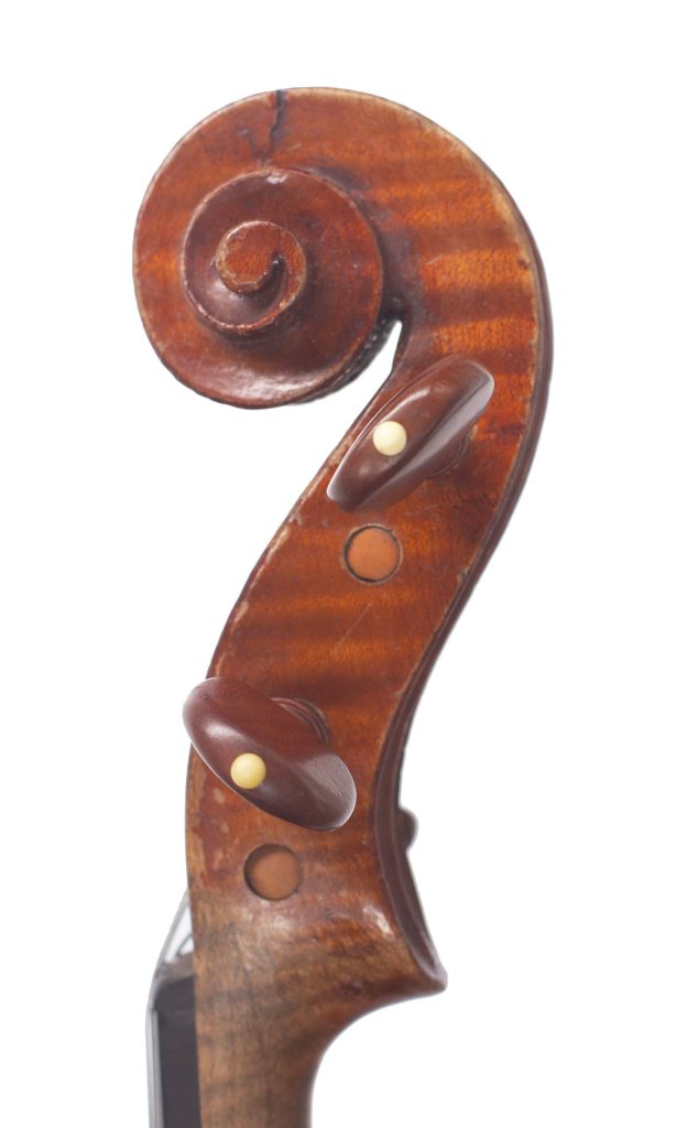 Violin, Workshop of Jérôme Thibouville-Lamy, Mirecourt, circa 1900 — scroll