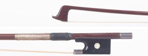 A silver-mounted violin bow by James Tubbs, London — head and frog