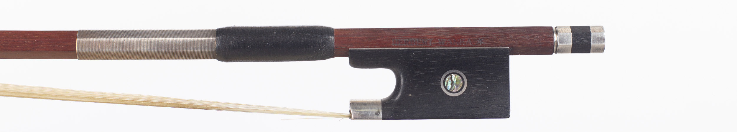 A silver and ebony-mounted violin bow by Herbert Wanka, Germany — frog