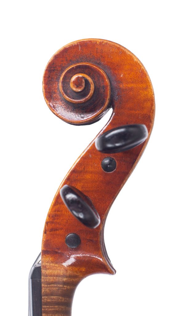Violin, Workshop of Jules Grandjon, Mirecourt, circa 1880 — scroll