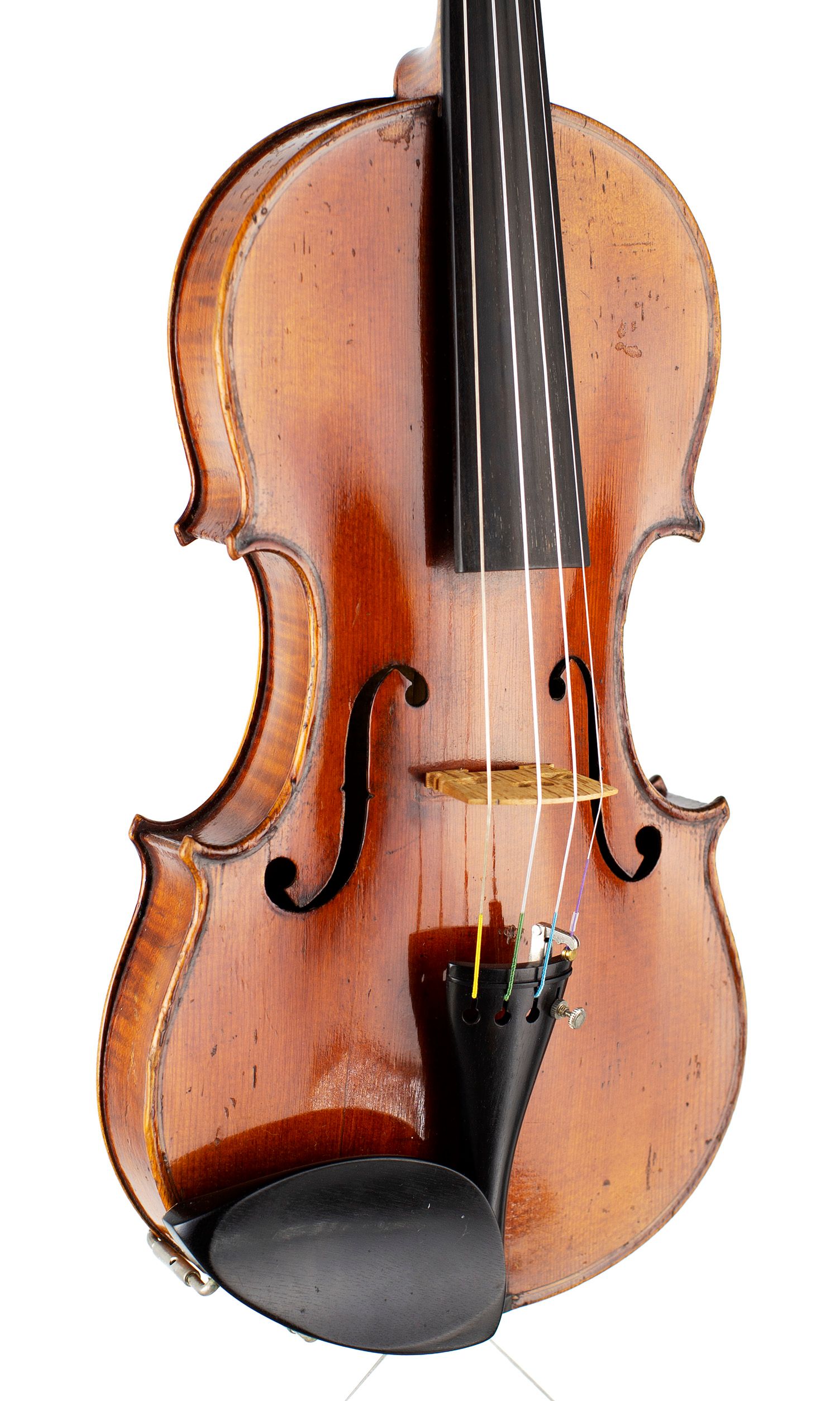 Violin, Workshop of Jules Grandjon, Mirecourt, circa 1880 — angled view, 30°