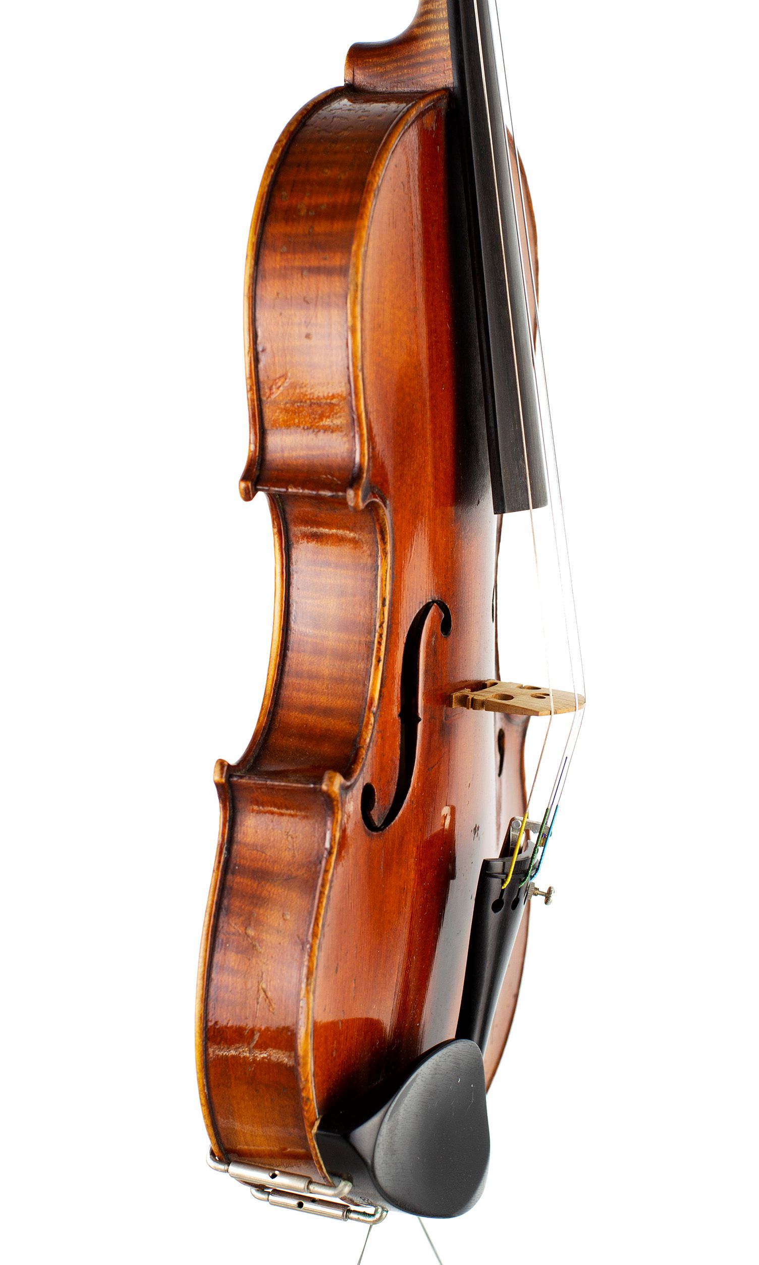 Violin, Workshop of Jules Grandjon, Mirecourt, circa 1880 — angled view, 70°