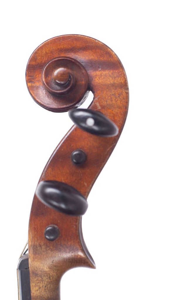 Violin by James William Briggs, Wakefield, 1888 — scroll