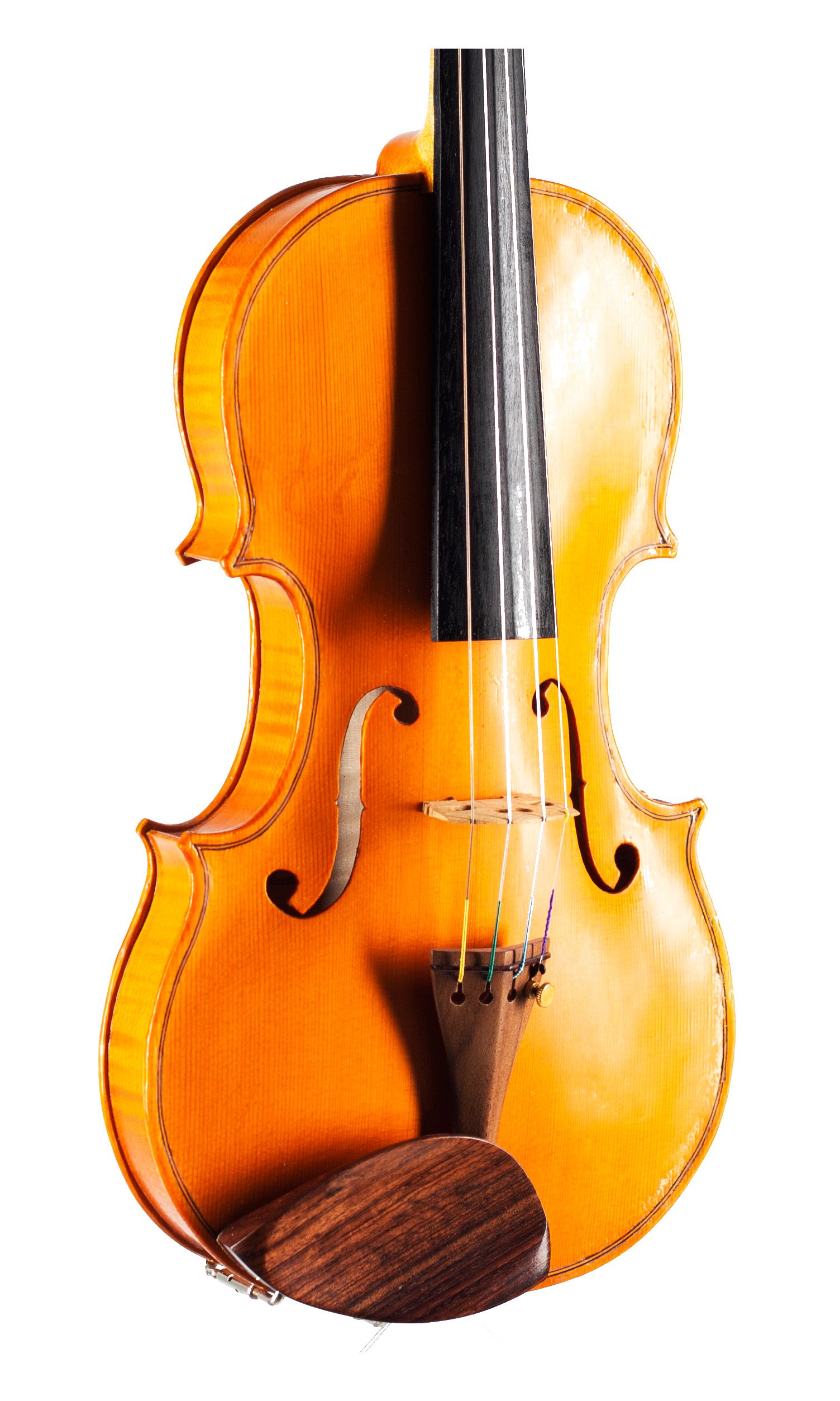A violin by John Standen, Inverness, 2020 — angled view, 30°
