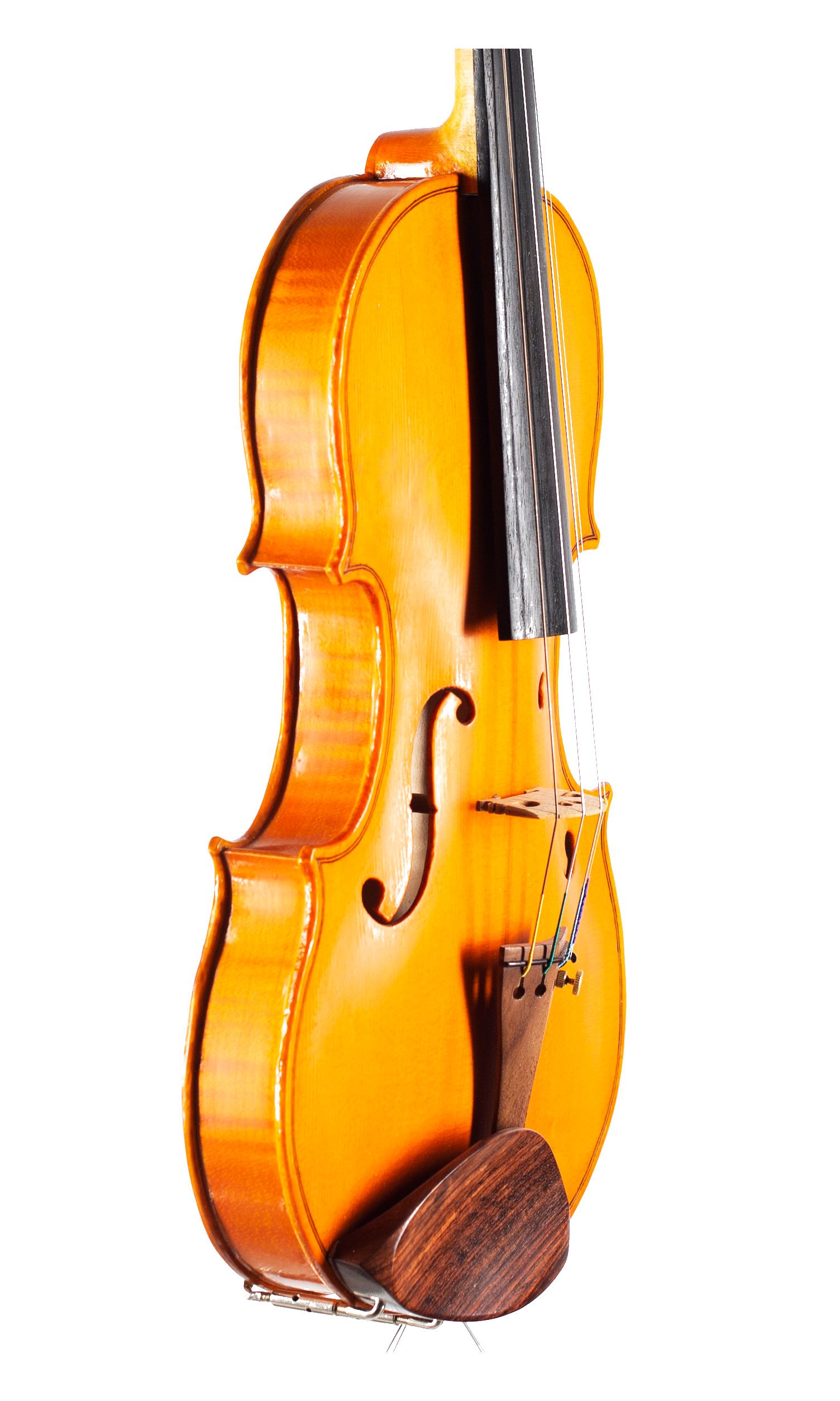 A violin by John Standen, Inverness, 2020 — angled view, 60°