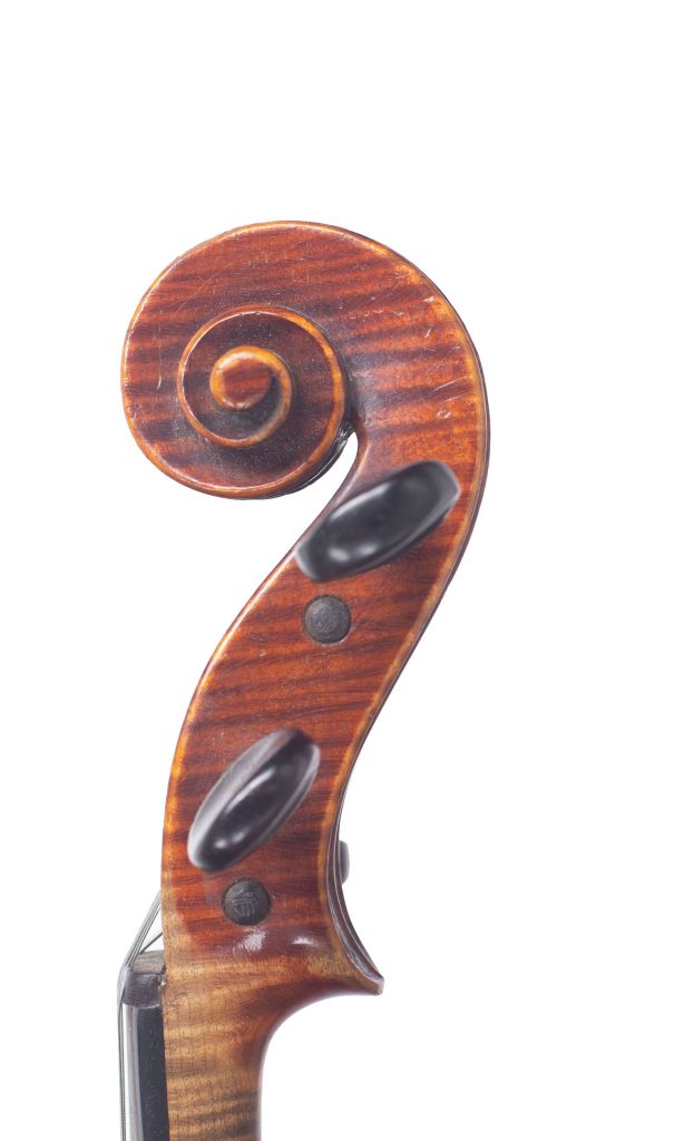 Violin, Workshop of Jérôme Thibouville-Lamy, Mirecourt, 1907 — scroll