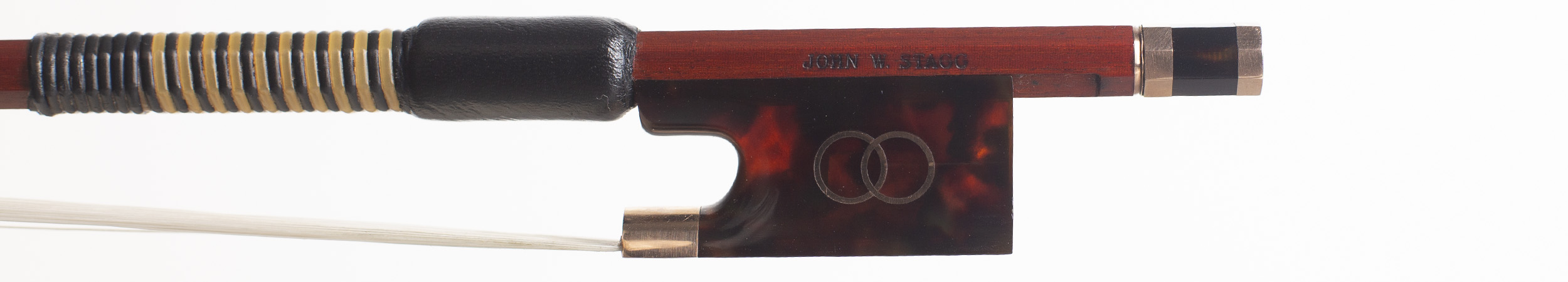 A gold and tortoiseshell-mounted violin bow by John W. Stagg, Bristol — frog