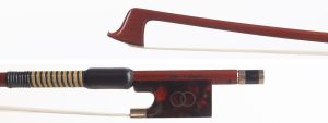 A gold and tortoiseshell-mounted violin bow by John W. Stagg, Bristol — head and frog