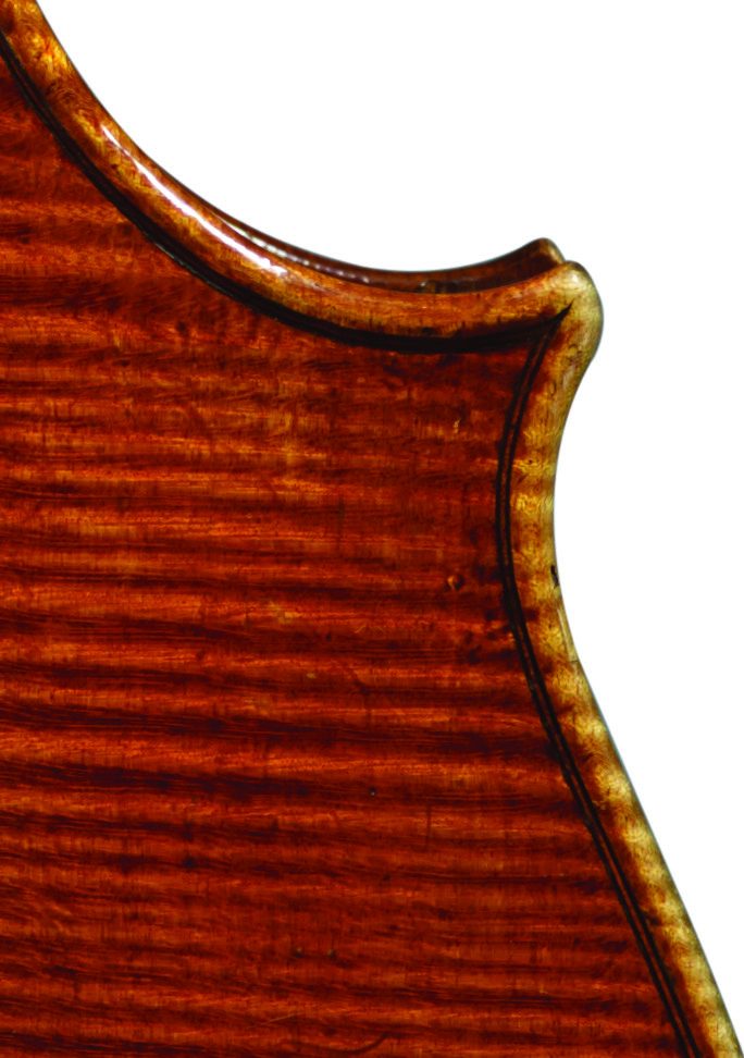 Purfling detail on the lower back corner of the ‘Archinto’ Stradivari cello