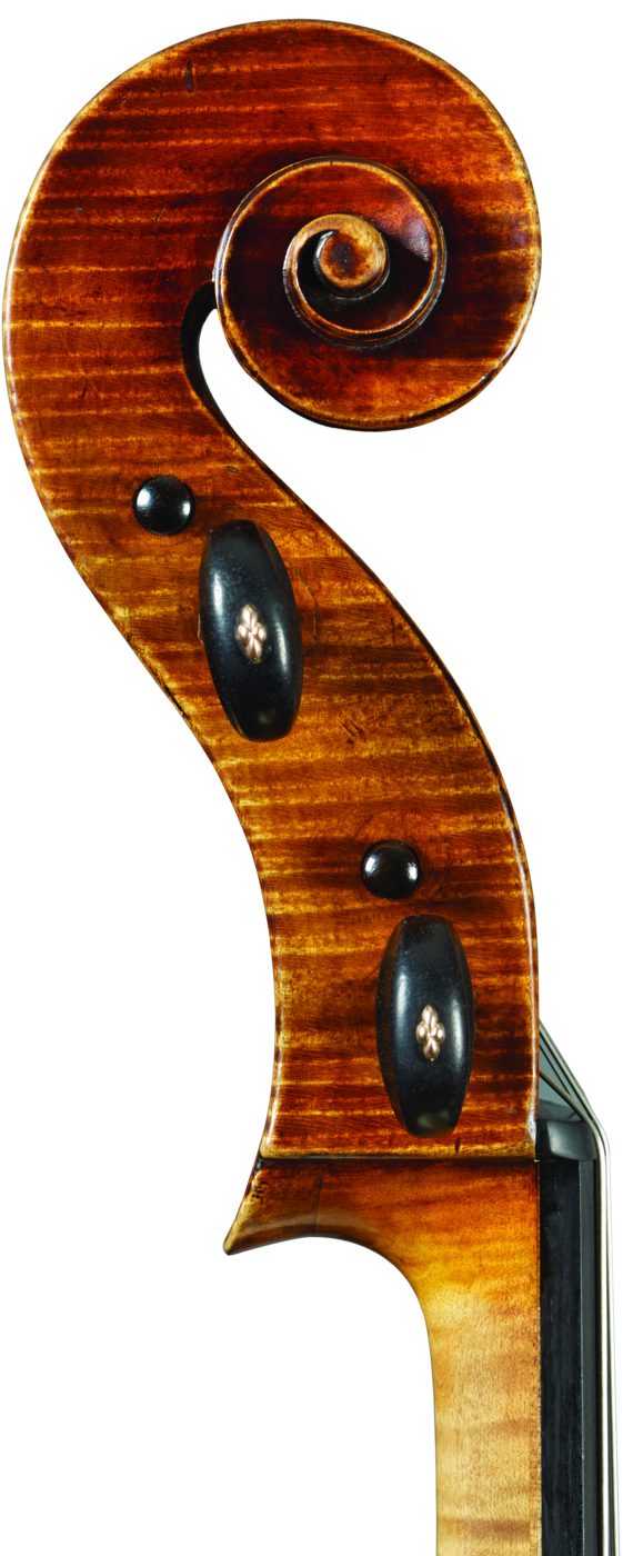 Scroll of the ‘Archinto’ Stradivari cello, treble side